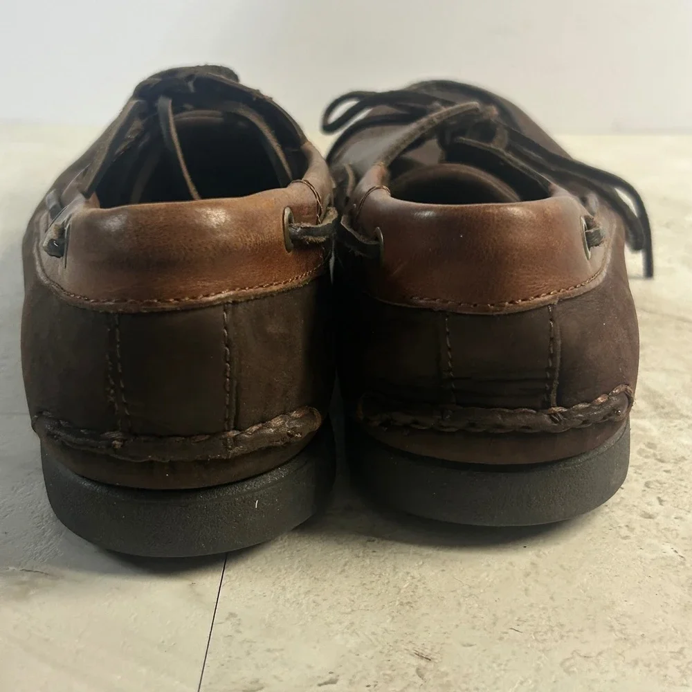 Timberland Boat Shoes Brown Leather Mens Size 9 M 75010 Moc Toe Deck Shoes